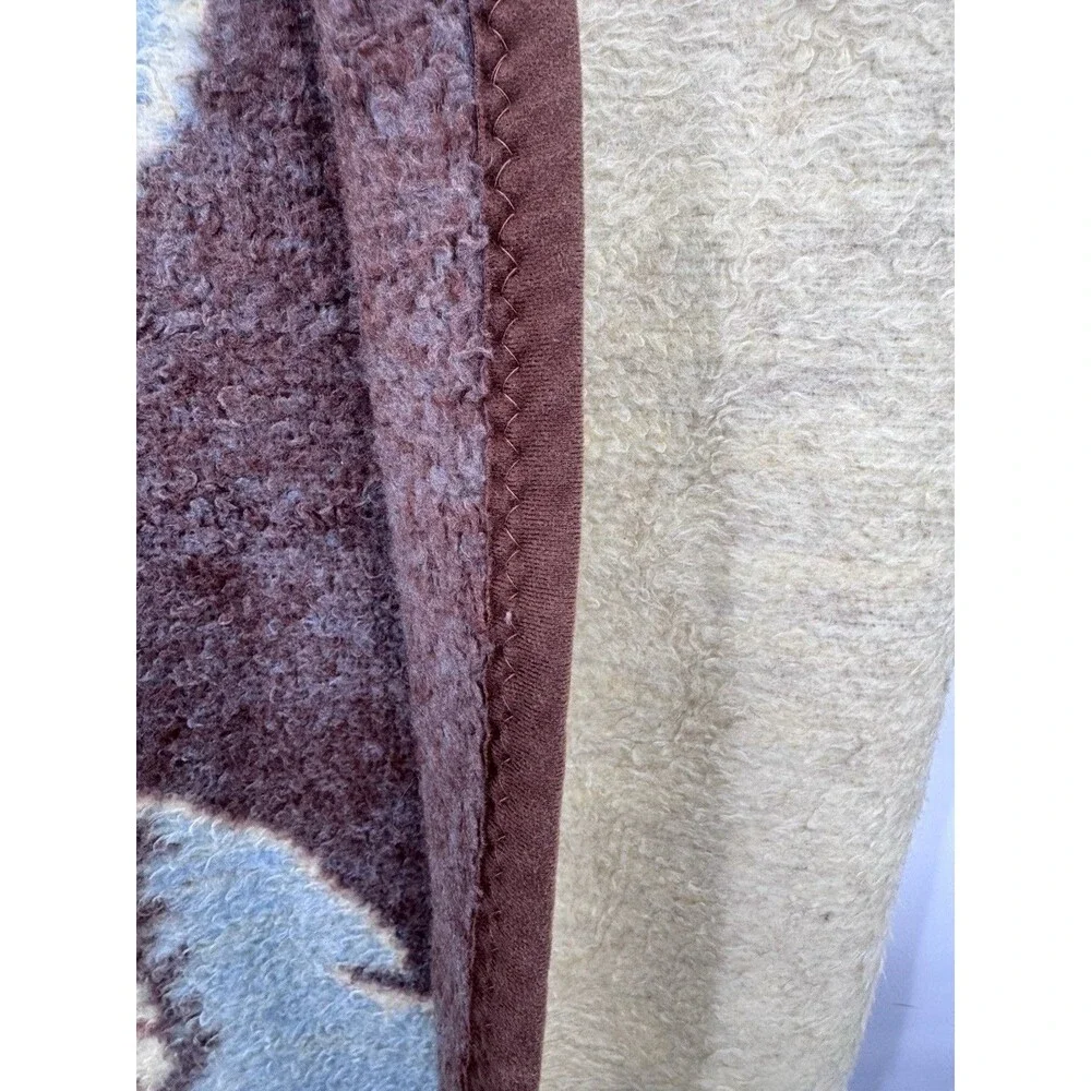 VTG Crown Crafts Vuteks Blue Brown Bear Reversible Throw Blanket 60 x 80 VGC
